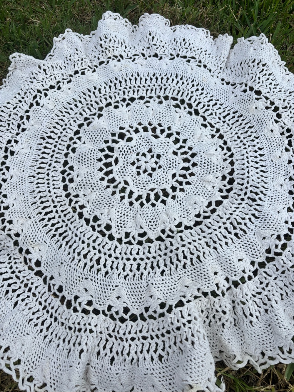 Hand-Crocheted White Round Lace Doily - Brand